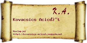 Kovacsics Acicét névjegykártya